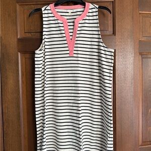 Spartina 449 Black and White Striped Dress with Pink Accents